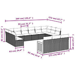 Acheter vidaXL Salon de jardin avec coussins 13 pcs gris résine tressée