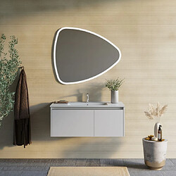 Kiamami Valentina MEUBLE DE SALLE DE BAINS MURAL 100CM GRIS CLAIR MIROIR MAT 100X85 | MONACO