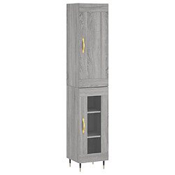 vidaXL Buffet haut Sonoma gris 34,5x34x180 cm Bois d'ingénierie