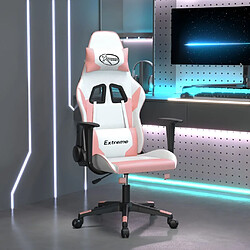 Maison Chic Chaise de jeu, Chaise gaming, Fauteuil gamer d'ordinateur,Chaise de Bureau Blanc et rose Similicuir -GKD77286