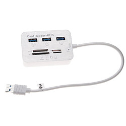 vhbw Lecteur de cartes SD USB 3.0 Type A vers 3x USB-Hub + slots MS/SD/M2/TF pour cartes mémoires, smartphone, tablette, laptop, notebook, PC 