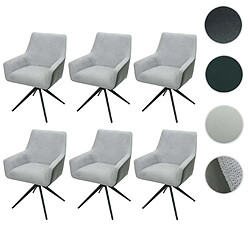 Mendler Lot de 6 chaises de salle à manger HWC-L91, chaise de cuisine accoudoir pivotant Auto-Position Tissu MVG ~ gris clair similicuir gris foncé