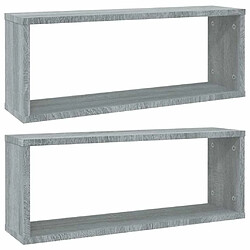 vidaXL Étagères murales cube 2 pcs Sonoma gris 60x15x23 cm Bois