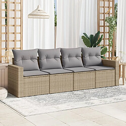 vidaXL Salon de jardin avec coussins 4 pcs beige résine tressée 