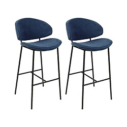 Beliani Tabouret de bar Set de 2 Tissu Bleu marine KIANA