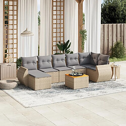 Maison Chic Salon de jardin avec coussins 8 pcs | Ensemble de Table et chaises | Mobilier d'Extérieur beige résine tressée -GKD48452