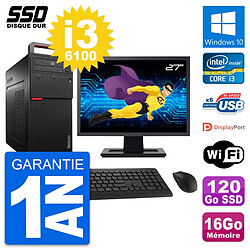 PC Tour Lenovo M700 Ecran 27" Intel i3-6100 RAM 16Go SSD 120Go Windows 10 Wifi - Occasion