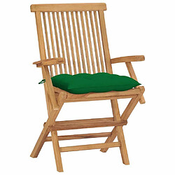 Maison Chic Lot de 4 Chaises de jardin,Fauteuil d'extérieur avec coussins vert Bois de teck massif -MN11499