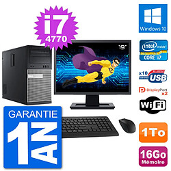 PC Tour Dell 9020 Ecran 19" Intel i7-4770 RAM 16Go Disque 1To Windows 10 Wifi · Occasion 