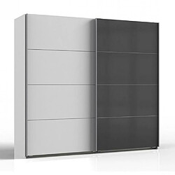 Inside 75 Armoire coulissante AURELIA 225cm blanc porte verre gris 