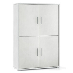 Webmarketpoint Buffet avec quatre portes et quatre étagères en bois Ossido Blanc 108x41x h161 cm 