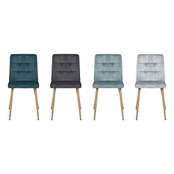 But Lot de 4 chaises POKE velours bleu et gris pas cher