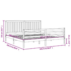 vidaXL Cadre de lit sans matelas noir 200x200 cm bois massif pas cher