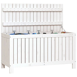 Avis vidaXL Boîte de rangement de jardin Blanc 115x49x60 cm Bois de pin