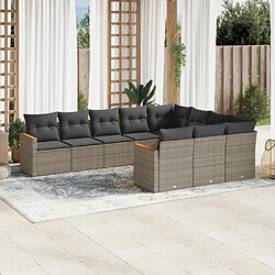 Maison Chic Salon de jardin avec coussins 10 pcs, Ensemble Tables et chaises de jardin, gris résine tressée -GKD876457