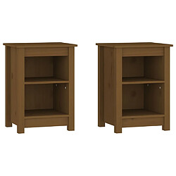 vidaXL Tables de chevet 2 pcs Marron miel 40x35x55 cm Bois pin massif