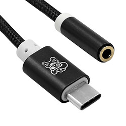 Avis Wewoo Adaptateur noir Audio USB-C / Type-C vers Jack 3,5 mm Nylon Tissé, Longueur: environ 10cm