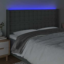 Acheter Maison Chic Tête de lit scandinave à LED,meuble de chambre Gris foncé 203x16x118/128 cm Tissu -MN76033