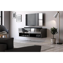 VIVALDI Meuble TV - DERBY 1 - 100 cm - noir mat / noir brillant - style moderne