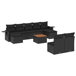 Maison Chic Salon de jardin 10 pcs avec coussins, Ensemble Tables et chaises d'extérieur noir résine tressée -GKD291047