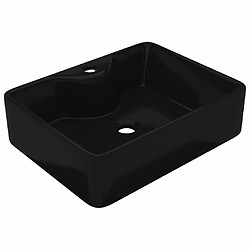 vidaXL Vasque carrée à trou pour robinet céramique Noir pour salle de bain