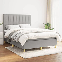 vidaXL Sommier à lattes de lit avec matelas Gris clair 140x200cm Tissu