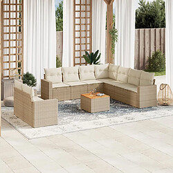 Maison Chic Salon de jardin avec coussins 10 pcs | Ensemble de Table et chaises | Mobilier d'Extérieur beige résine tressée -GKD61814