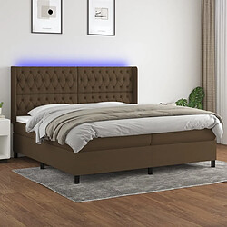 vidaXL Sommier à lattes de lit matelas et LED Marron foncé 200x200 cm