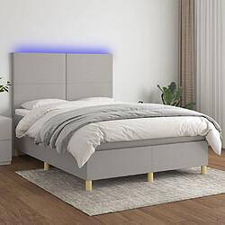 Sommier à lattes,Cadre à lattes de lit et matelas et LED pour Adulte Gris clair 140x190 cm -MN75897