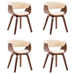 Maison Chic Lot de 4 Chaises à manger,Chaise pour cuisine crème bois courbé et similicuir -MN78963