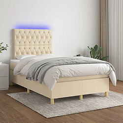 Sommier à lattes,Cadre à lattes de lit et matelas et LED pour Adulte Crème 120x200cm Tissu -MN37641