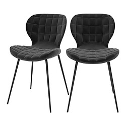 Rendez Vous Deco Chaise Mazzia en velours noir (lot de 2) 