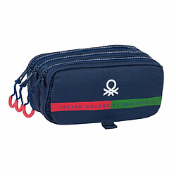 Trousse Fourre-Tout Triple Benetton Italy Blue marine 21,5 x 10 x 8 cm