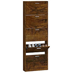 Avis vidaXL Armoire à chaussures Chêne fumé 59x17x169 cm Bois d'ingénierie