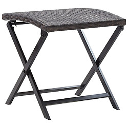 vidaXL Tabouret pliable Résine tressée Marron