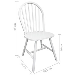 vidaXL Chaises à manger lot de 2 blanc bois d'hévéa solide pas cher