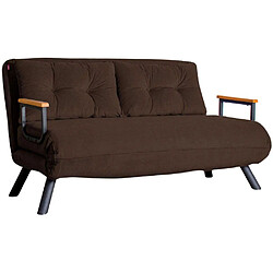 Hanah Home Canapé 2 places convertible en tissu Sando marron. Canapé 2 places convertible en tissu Sando marron