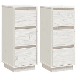 Maison Chic Ensemble de 2 Buffets,commode,console pour rangement Blanc 32x34x75 cm Bois massif de pin -MN55386