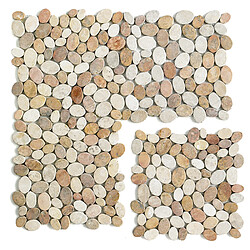 Pegane Carrelage de mosaïque (Boite de 1m²) / Plaque mosaïque mur et sol en marbre naturel coloris blanc et beige mat - 33 x 33 cm