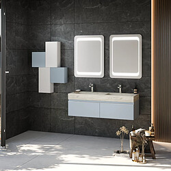 Kiamami Valentina ARMOIRE DE TOILETTE MURALE 120CM BLEU PASTEL DOUBLE VASQUE HPL - DIAMANTE