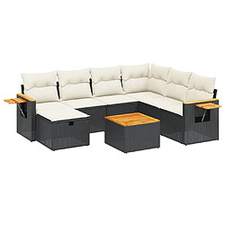 vidaXL Salon de jardin 8 pcs avec coussins noir résine tressée