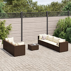 vidaXL Salon de jardin avec coussins 8 pcs marron résine tressée