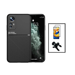 PHONECARE Kit Coque Magnetic Lux + 5D Full Cover + Support Magnétique de Voiture Renforcé pour Xiaomi 12T - Noir