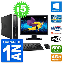 PC HP 8300 SFF Ecran 22" Intel i5-3470 RAM 4Go Disque 500Go Windows 10 Wifi · Occasion 