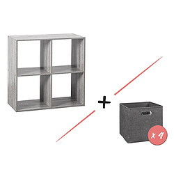 Five Simply Smart Étagère 4 cases Mix N' Modul Gris + 4 boîtes Gris foncé chiné - Five