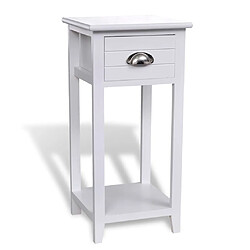 vidaXL Table de chevet avec 1 tiroir Blanc