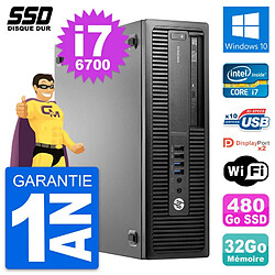 PC HP EliteDesk 800 G2 SFF Intel Core i7-6700 RAM 32Go SSD 480Go Windows 10 Wifi - Occasion