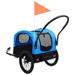 Acheter vidaXL Remorque de vélo pour chiens et poussette 2-en-1 bleu et noir