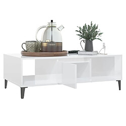 Avis vidaXL Table basse blanc brillant 103,5x60x35 cm bois d'ingénierie