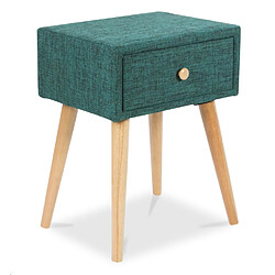 Homestyle4U Table de chevet avec tiroir en tissu turquoise